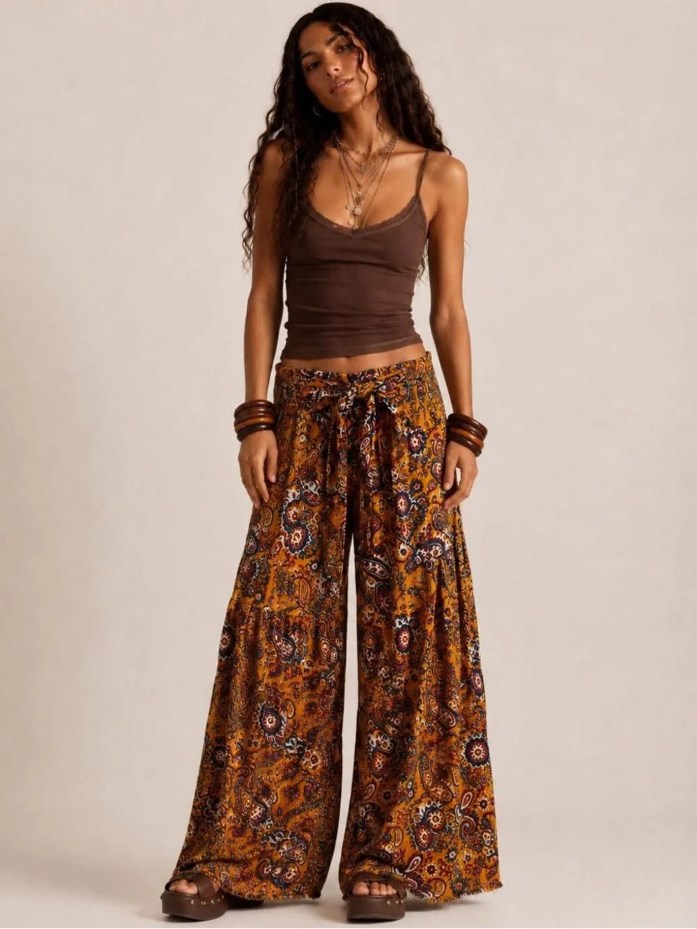Free people Boho Floral Wide-Leg paisley pants